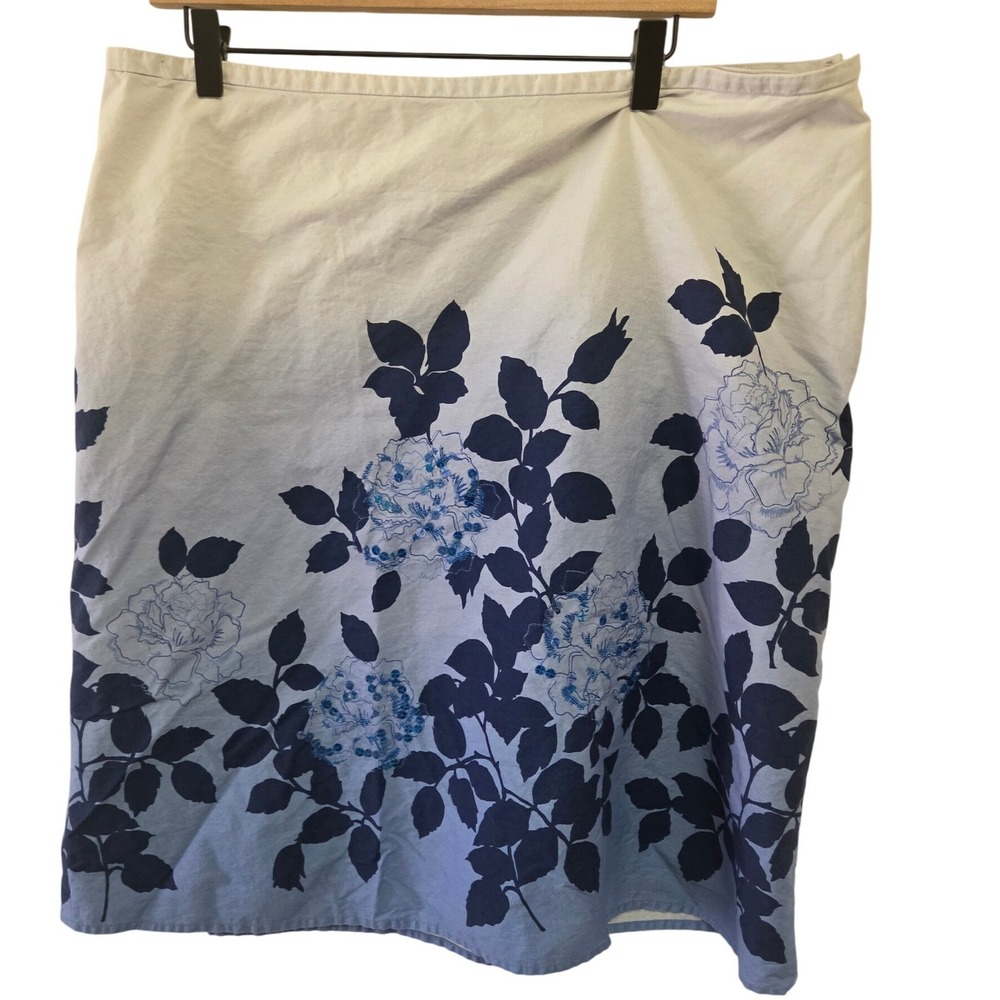 Vintage 90s Y2K Crazy‎ Horse Liz Claiborne Floral Blue Midi Skirt Size 18